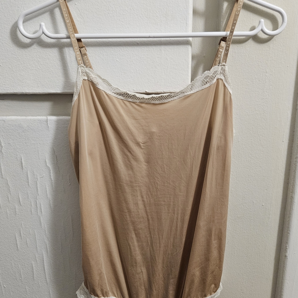 Calvin Klein Vintage Tan Lace Bodysuit Size M